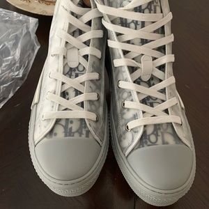 Dior White and Gray High-Top Sneakers